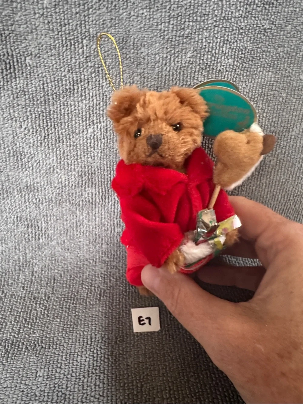 Vintage Bearington Collection Christmas Plush Bear Ornament NWT Red Velvet Suit